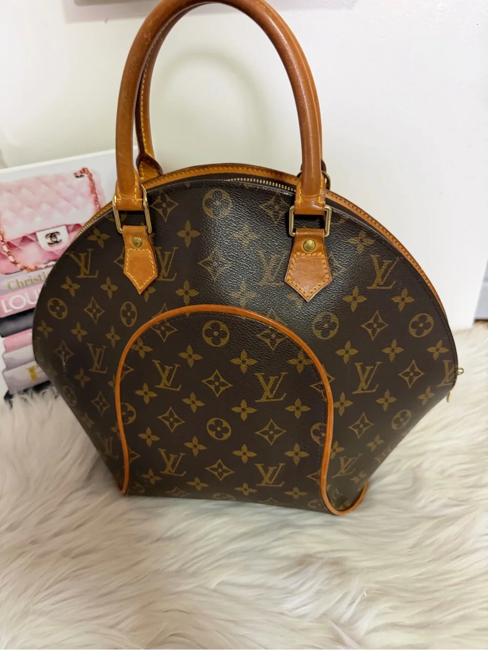 Louis Vuitton Ellipse Brown Monogram Dome Satchel Bag.